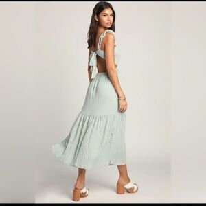 Lulus Smocked Tie Back Midi Dress